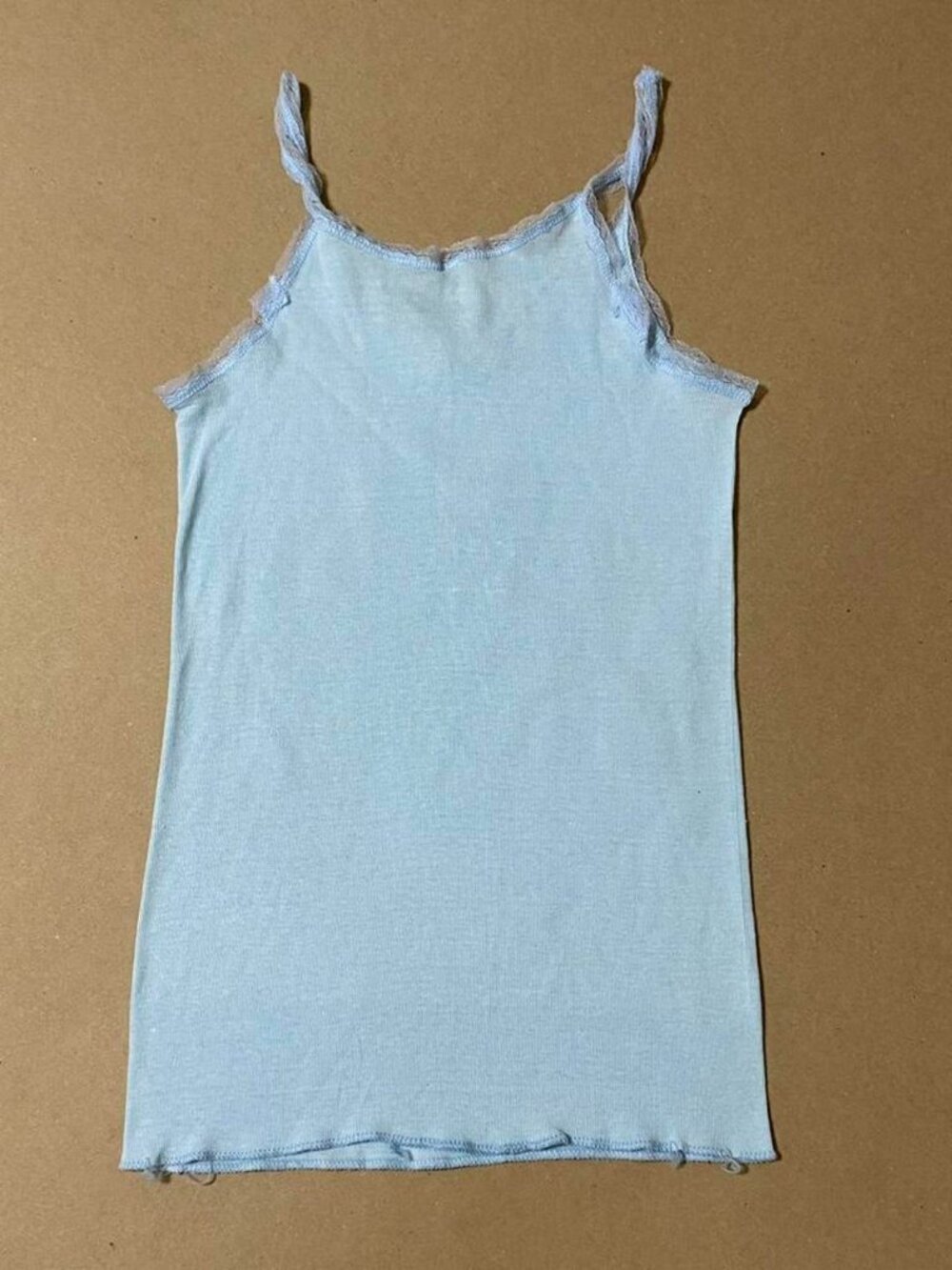 retro 1970s Light blue cami tank glitter print FIGHT POVERTY MARRY A MILLIONAIRE